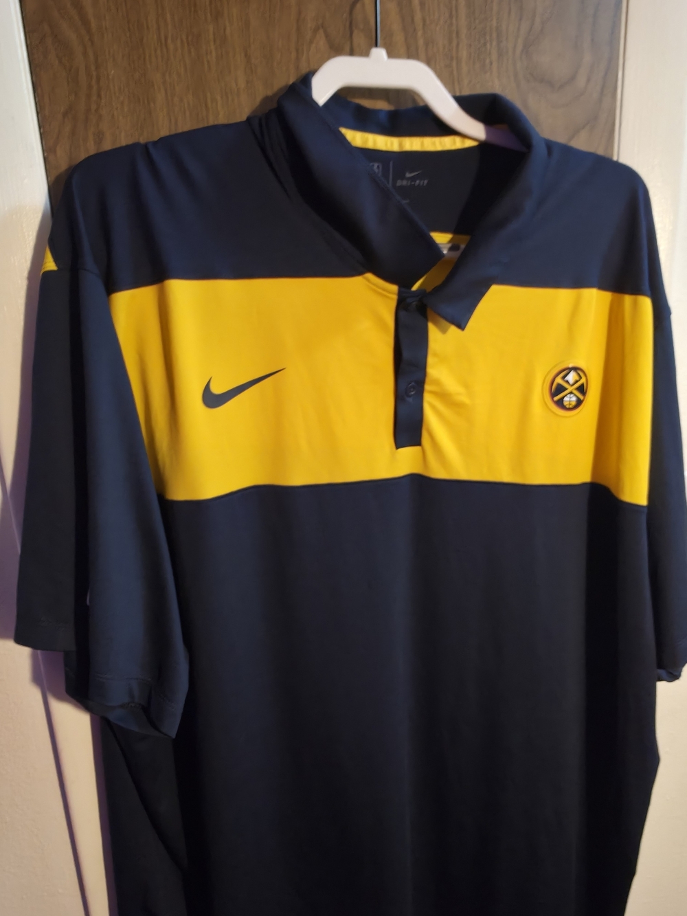 Nike Men’s Black and Gold Denver Nuggets Polo Shirt 4xl
